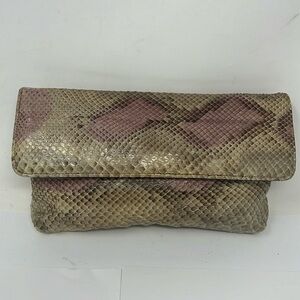 Marigold Snakeskin Flap Snap Clutch Bag